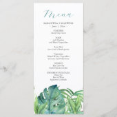 Mariage Menus Tropical Destination Palm Feuille (Devant)