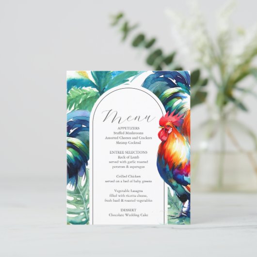 Mariage Menus Tropical Rooster Mariage (Debout devant)