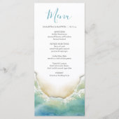 Mariage Menus Watercolor Beach Seashore (Devant)