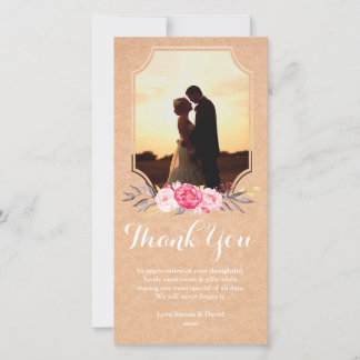 Mariage Merci Aquarelle Fleurs Carte photo