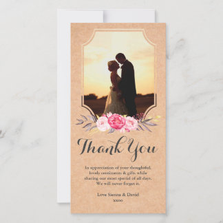 Mariage Merci Aquarelle Fleurs Carte photo