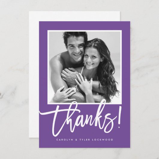 MARIAGE MERCI calligraphie simple violet (Devant / Derrière)