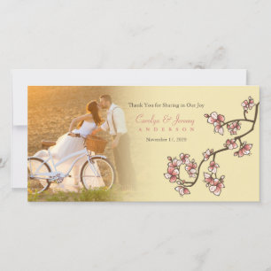 Mariage Merci Carte photo de fleurs rose