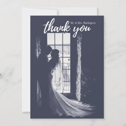 Mariage merci carte photo. Typographie moderne (Devant)