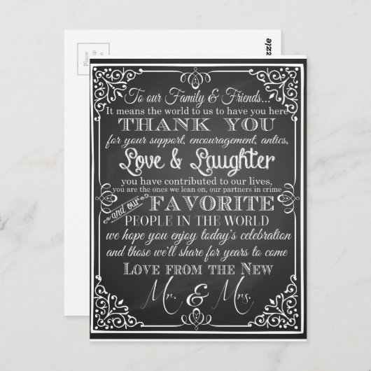 Mariage merci carte postale (Devant / Derrière)