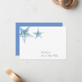 Mariage Merci Cartes Aquarelle Starfish (Devant/Arrière en situation)