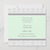 Mariage Merci Cartes Green Grey Damask (Dos)