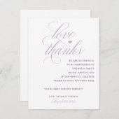 Mariage Merci Cartes pour les tables | Lavande (Devant / Derrière)