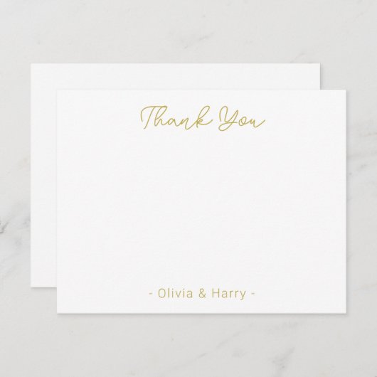 Mariage Merci Chic moderne blanc plat carte à note (Devant / Derrière)