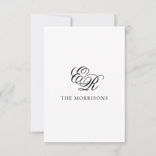 Mariage Merci Couple Monogramme Élégant Script (Dos)