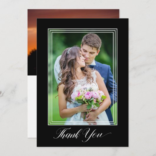 Mariage Merci Élégant Script 2 Merci photo (Devant / Derrière)