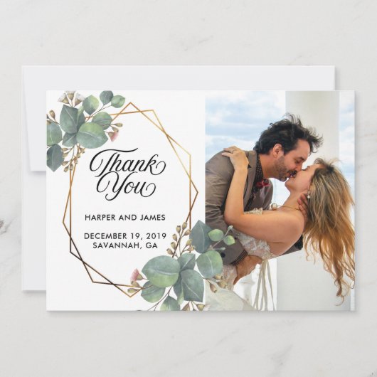 Mariage merci eucalyptus carte photo (Devant)