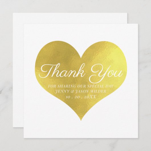 Mariage Merci Faux Gold Foil (Devant / Derrière)