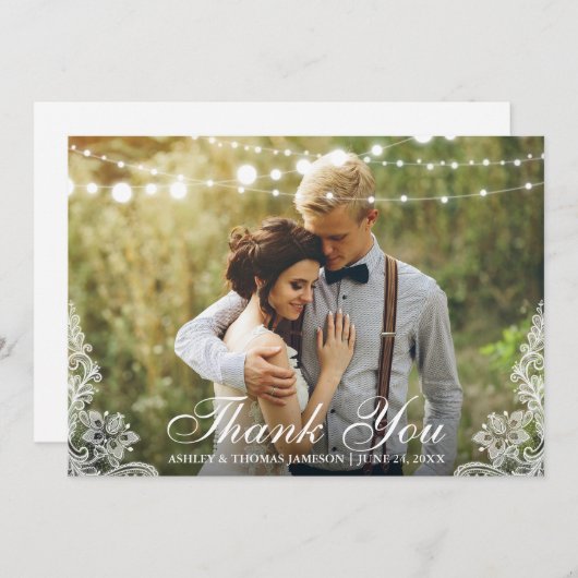 Mariage Merci Lace et String Lumières (Devant / Derrière)