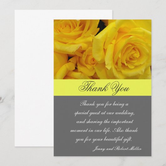 mariage merci les fleurs de rose jaune (Devant / Derrière)