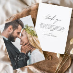 Mariage Merci manuscrit photo élégant<br><div class="desc">Cartes de remerciements manuscrites mariages qui ont une photo à l'avant et à l'arrière. Les cartes de remerciement contiennent une typographie de script moderne,  blanche et noire,  lettrée à la main,  élégante,  simple et moderne à utiliser après que vous minimaliste simple célébration de mariage.</div>