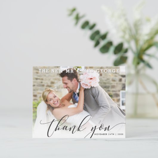 MARIAGE MERCI moderne de luxe calligraphie noir (Debout devant)