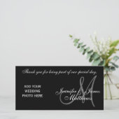Mariage Merci Monogramme et Message PhotoCard (Debout devant)