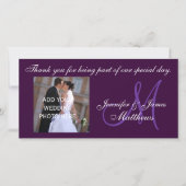 Mariage Merci Monogramme message violet (Devant)