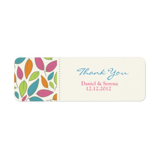 Mariage Merci Motif feuille Étiquette étiquette ca (Devant)