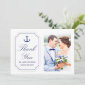 Mariage Merci Nautique Ancre Blanc Carte photo (Debout devant)