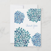 Mariage Merci Note Bleues Fleurs Cartes (Devant)