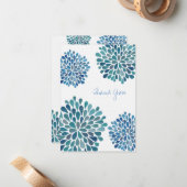 Mariage Merci Note Bleues Fleurs Cartes (Devant/Arrière en situation)