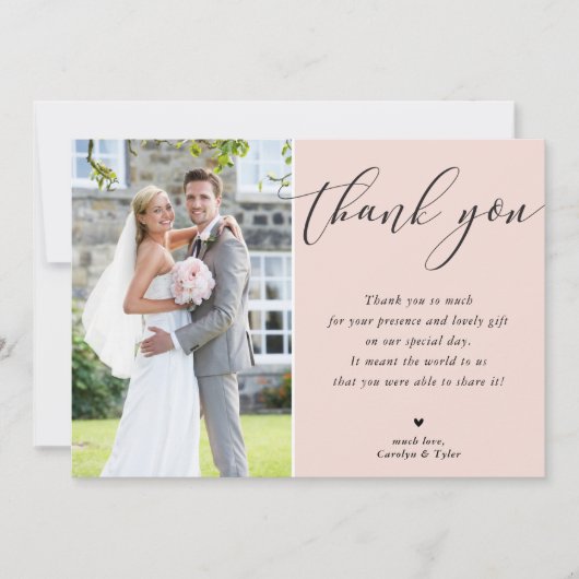 MARIAGE MERCI photo calligraphie élégant blush (Devant)