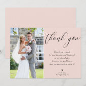 MARIAGE MERCI photo calligraphie élégant blush (Devant / Derrière)