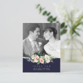 mariage merci photo carte postale marine floral (Debout devant)