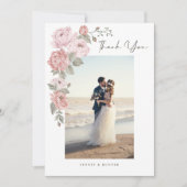 Mariage Merci Photo Élégante rose Peony Florals (Devant)