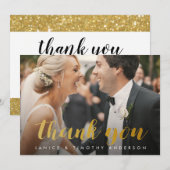 Mariage Merci photo marié marié or faux feuille (Devant / Derrière)