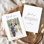 Mariage Merci photo minimaliste<br><div class="desc">Romantique Mariage Merci Cartes qui ont une photo à l'avant et à l'arrière. Les cartes de remerciement contiennent une typographie de script moderne,  lettrée à la main,  qui sont élégantes,  simples et modernes à utiliser après que vous minimaliste simple célébration de mariage.</div>