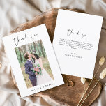 Mariage Merci photo minimaliste<br><div class="desc">Romantique Mariage Merci Cartes qui ont une photo à l'avant et à l'arrière. Les cartes de remerciement contiennent une typographie de script moderne,  lettrée à la main,  qui sont élégantes,  simples et modernes à utiliser après que vous minimaliste simple célébration de mariage.</div>