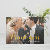 Mariage Merci photo QR Code or faux feuille (Debout devant)