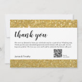 Mariage Merci photo QR Code or faux feuille (Dos)