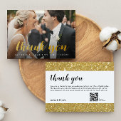 Mariage Merci photo QR Code or faux feuille