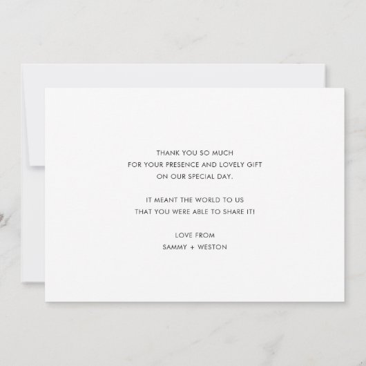 MARIAGE MERCI photo simple contour rose pâle (Dos)