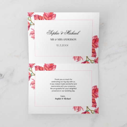 Mariage Merci rose blanc Floral (Intérieur)