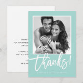MARIAGE MERCI simple calligraphie menthe blanc (Devant / Derrière)