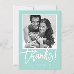 MARIAGE MERCI simple calligraphie menthe blanc