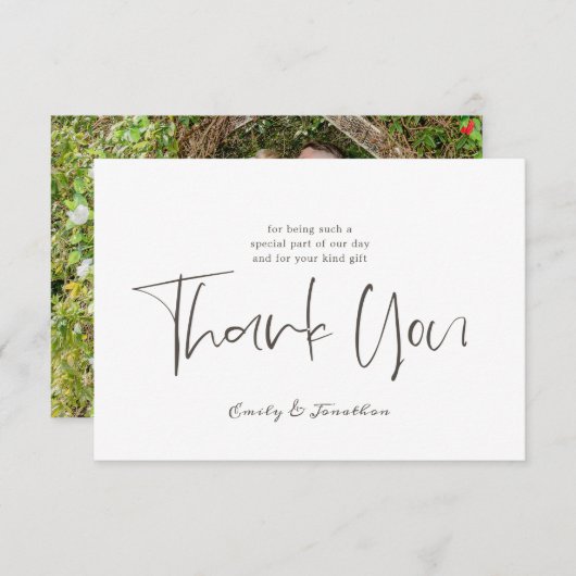 Mariage Merci simpliste - Stylish Script Photo (Devant / Derrière)