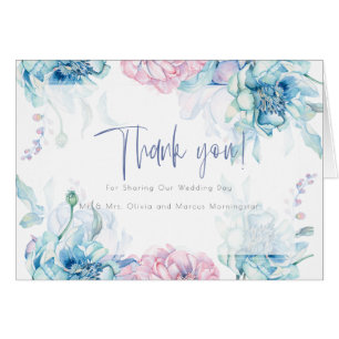 Mariage Merci Sky Blue Bubblegum Pink Peonies
