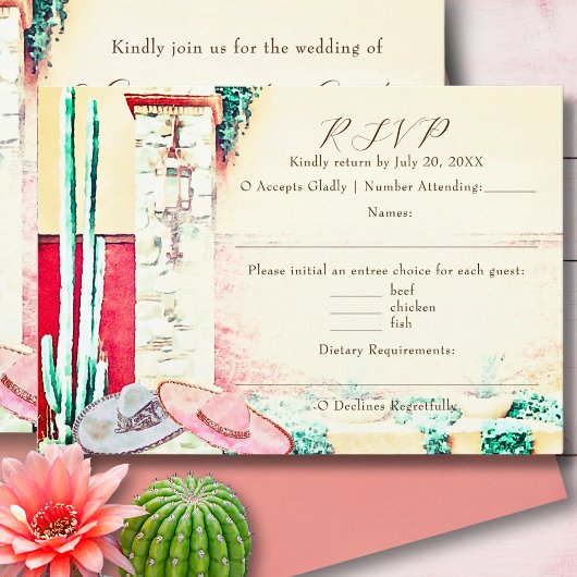 Mariage mexicain Cactus Garden Hacienda Carte RSVP
