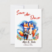 Mariage mignon Fox Couple Save the Date Faire-part (Devant)