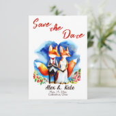 Mariage mignon Fox Couple Save the Date Faire-part (Debout devant)