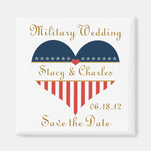 Mariage militaire Sauvez la date Magnet personnali