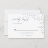 Mariage mini feuille bleu Dusty RSVP (Devant)