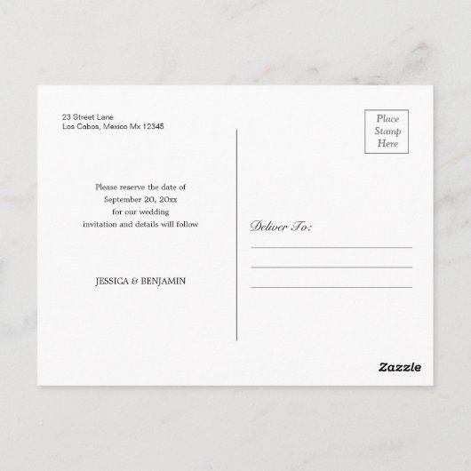 Mariage minimal Enregistrer la carte postale Date (Dos)