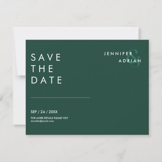 Mariage minimal Enregistrer les cartes de dates (Devant)